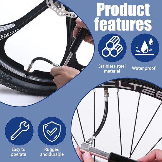 Mini Fietspomp - Framehouder Pomp - Band Oppompen - Voor Alle Ventielen - Compact Ontwerp - Zwart — afbeelding 2