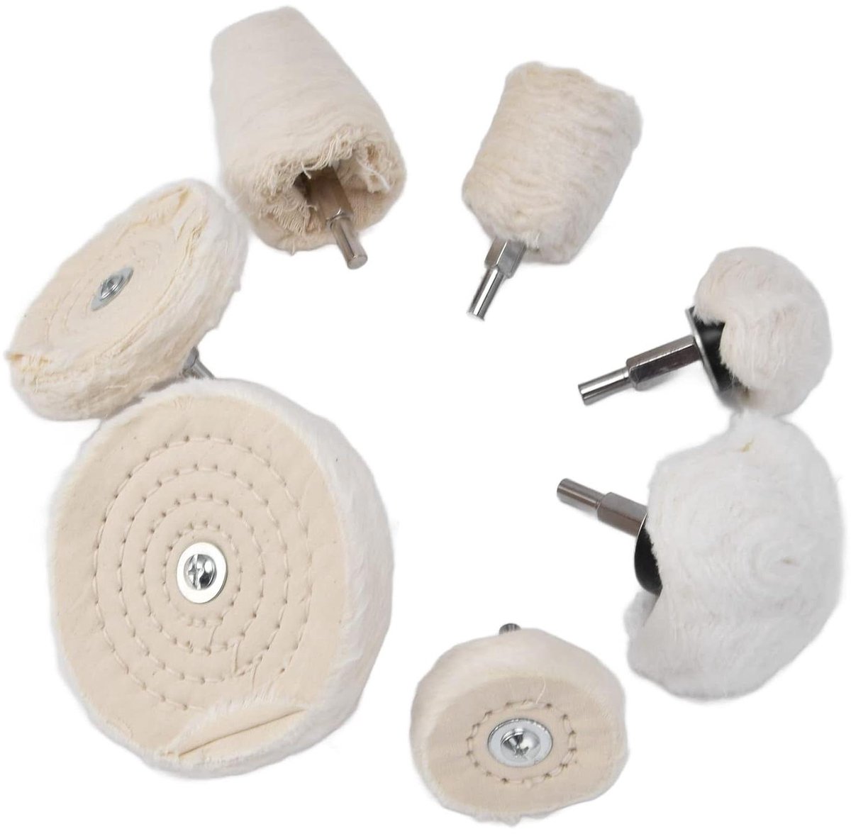 Polijstschijf Kit - Polijstwiel Set - Metaal Polijsten - 7-delige Katoenflanel - 1/4 inch Schacht - Niet gespecificeerd
