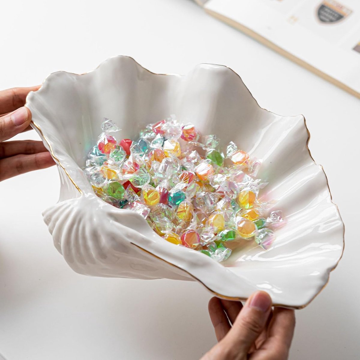 Keramische zeeschelpen decoratieve kom (11 inch)