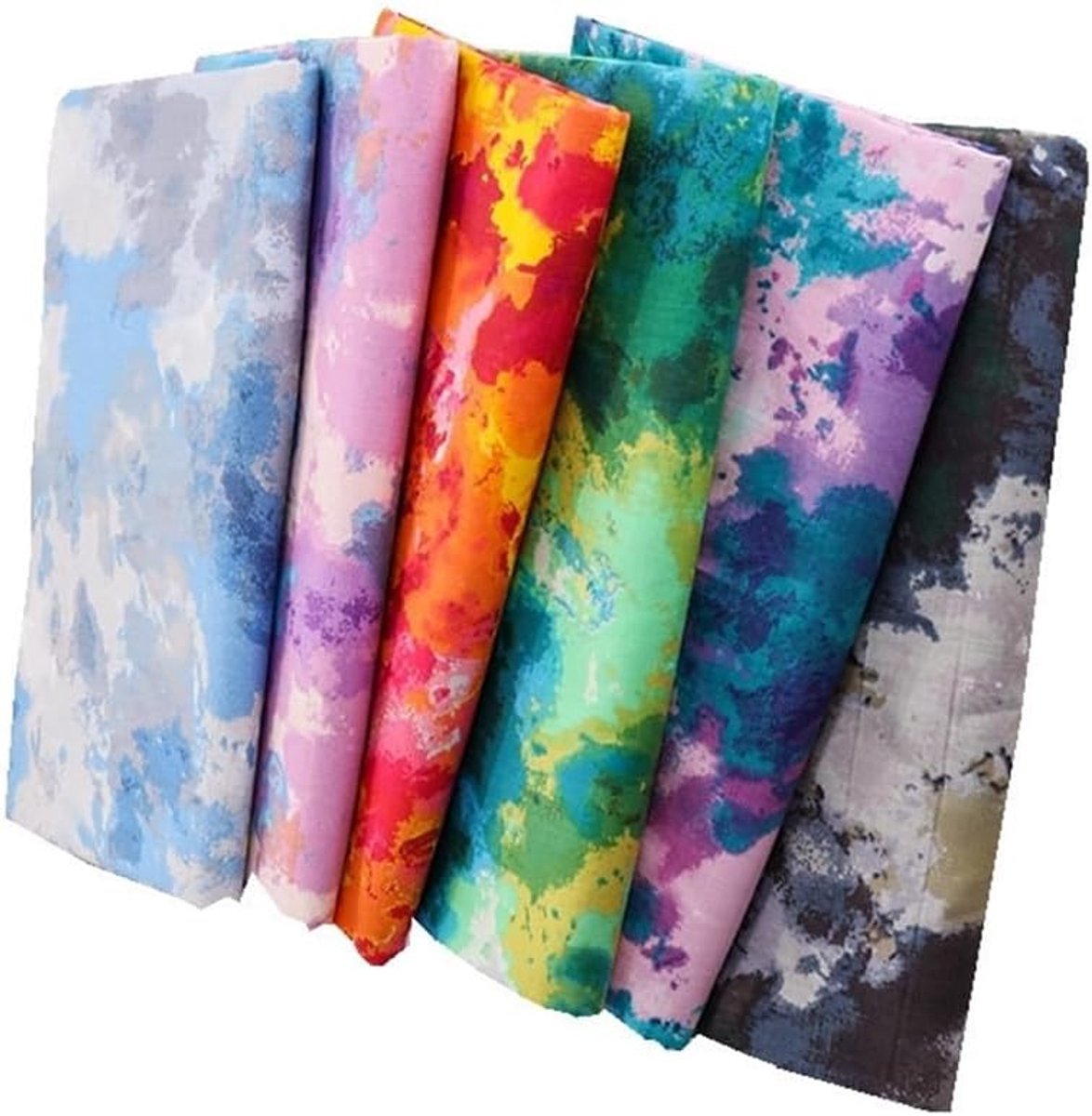 Stof, 6 stuks, kleurverloop, patchwork, stofpakket, katoen, neonstof, camouflage, katoen, kleurrijk patroon, stofpakketten om te naaien, doe-het-zelf knutselen, handwerk
