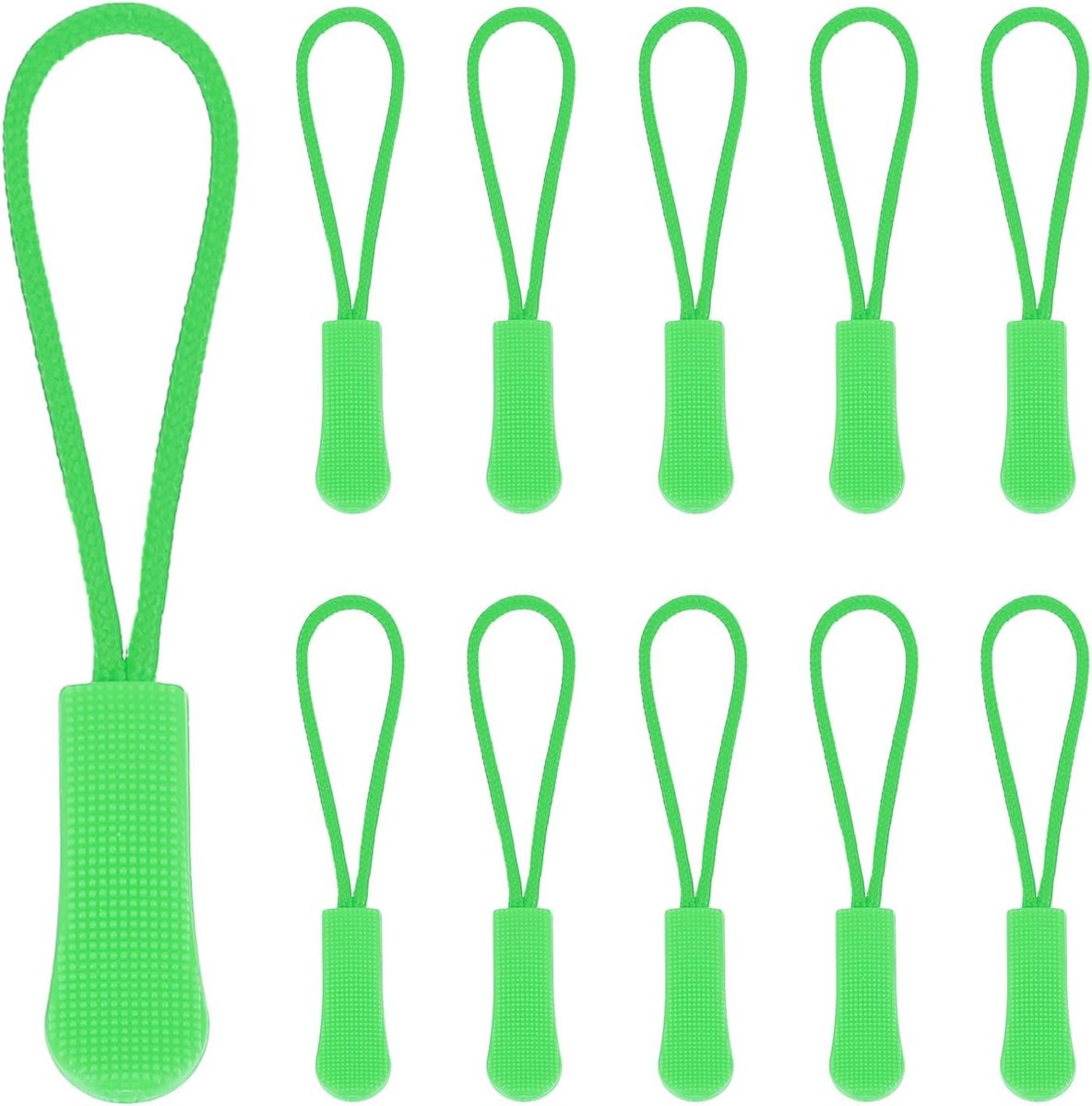 6,6 cm Ritstrekkers Vervanging, 50 Stuks Nylon Koordextensie Ritstrekkers Label voor Handtassen Rugzakken Jassen Bagage Portemonnees, Licht Groen