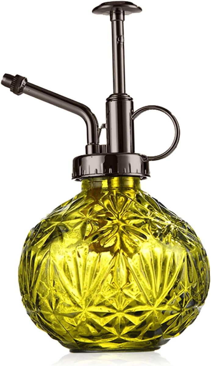 plant Mister 240 ml, vintage spuitfles, fijne nevel tuin bloem sproeier kleine decoratieve sproeier gieter voor binnen buiten vetplanten geel+bronzen mondstuk