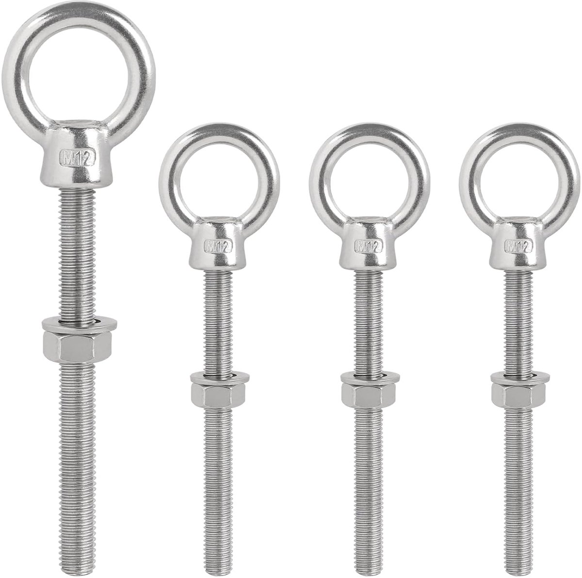 Oogbouten, ringbouten, oogbout M12 x 120 mm, ringschroeven M12, ringschroef van 304 roestvrij staal, oogschroefhaken voor bevestiging en ophangen
