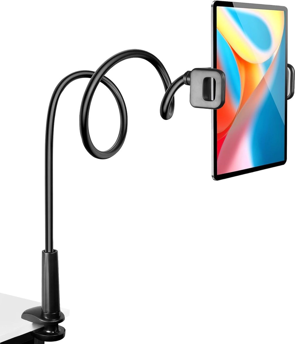 Tablethouder voor bed, 360° flexibele zwanenhals, mobiele telefoonhouder voor iPad/Galaxy Tabs/Kindle Fire, 4-11 inch mobiele telefoons en tablets, 80 cm