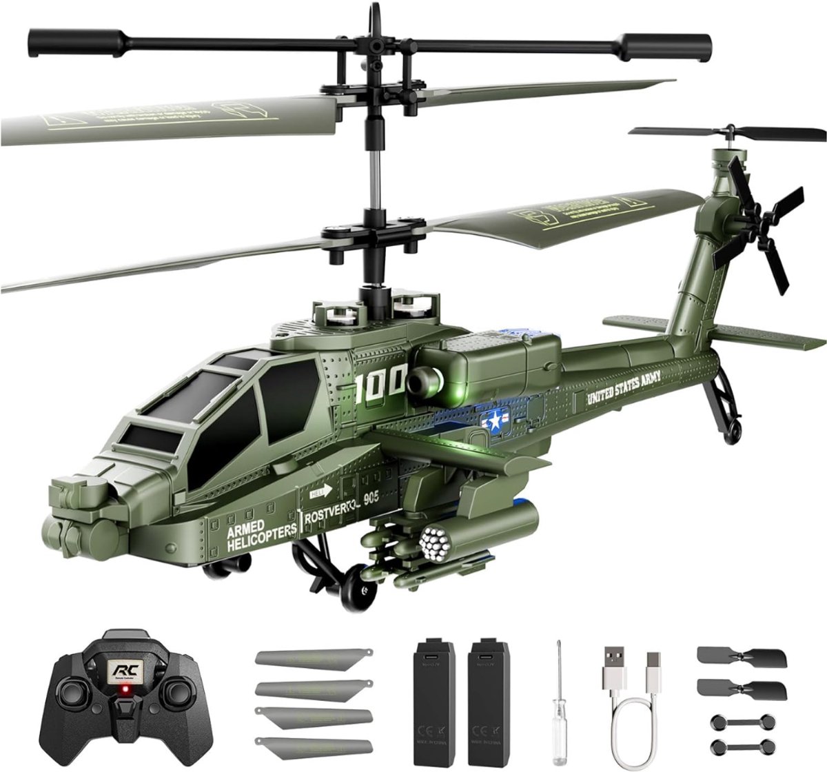 SP® Rc Helicopter - Rc Helicopter voor Buiten - Bestuurbare Helikopter - Groen - 29cm x 10cm x 12cm
