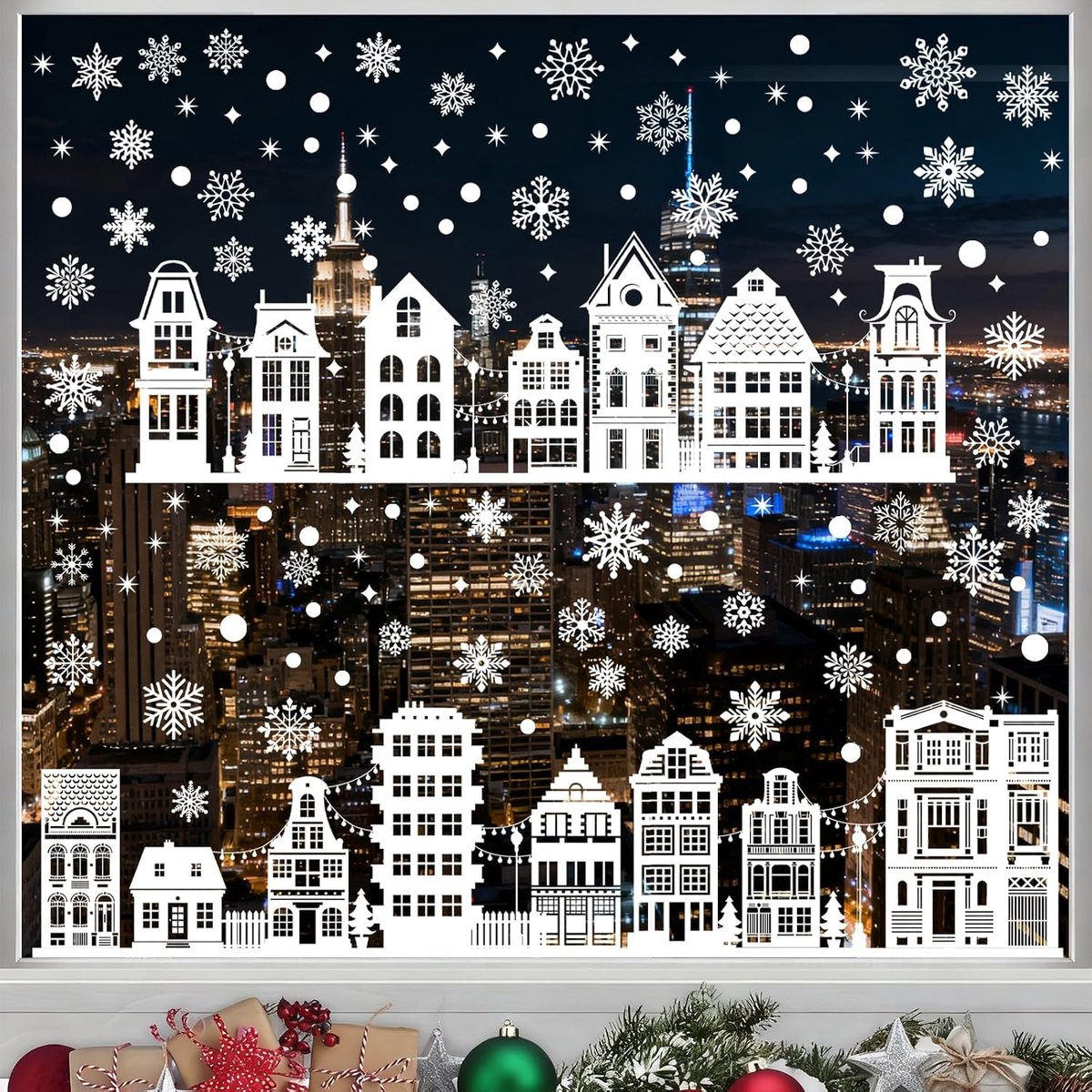 Raamstickers Kerst Dubbelzijdige Raamdecoratie - 137 Herbruikbare Kerststickers voor Ramen, PVC Zelfklevend Statische Sticker voor Glazen Deuren, Etalages en Koelkasten