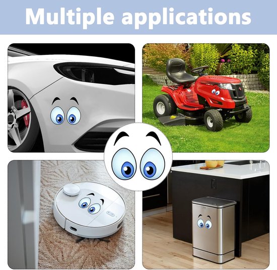 2 ogen om op te plakken, zelfklevende waterdichte stickers, veegrobotstickers, grasmaaierogen, cartoon-ogen, grappige oogstickers voor robots en apparaten — afbeelding 4