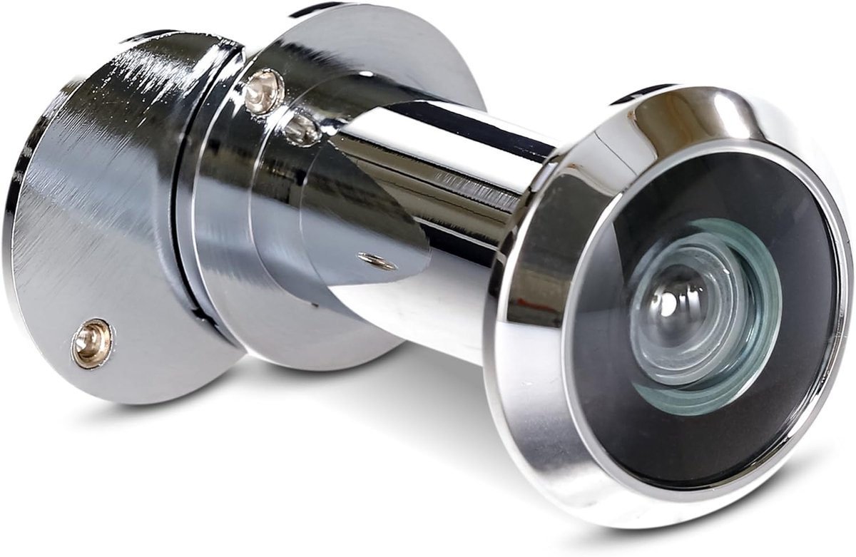 deurviewer groothoek 200° met privacyscherm - Chroom look - Boorgat Ø 14mm - Spion voor 35-55mm deuren - Hoogwaardige lens van echt glas