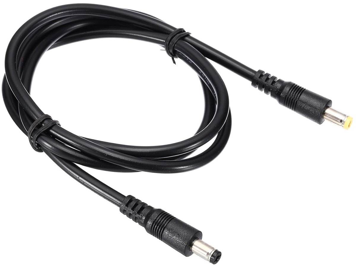 3Ft 5,5 x 2,5 mm mannelijk naar 5,5 x 2,1 mm mannelijke DC-stroomkabel, 18AWG draadadapter-connector-oplaadkabel voor DVR-router bewakingscamera, zwart