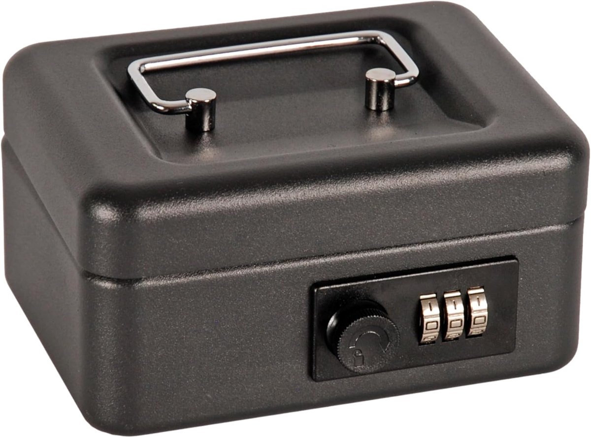 Products Stalen geldkist van 6 inch met combinatieslot, duurzaam en veilig, draagbaar ontwerp met uitklapbare lade