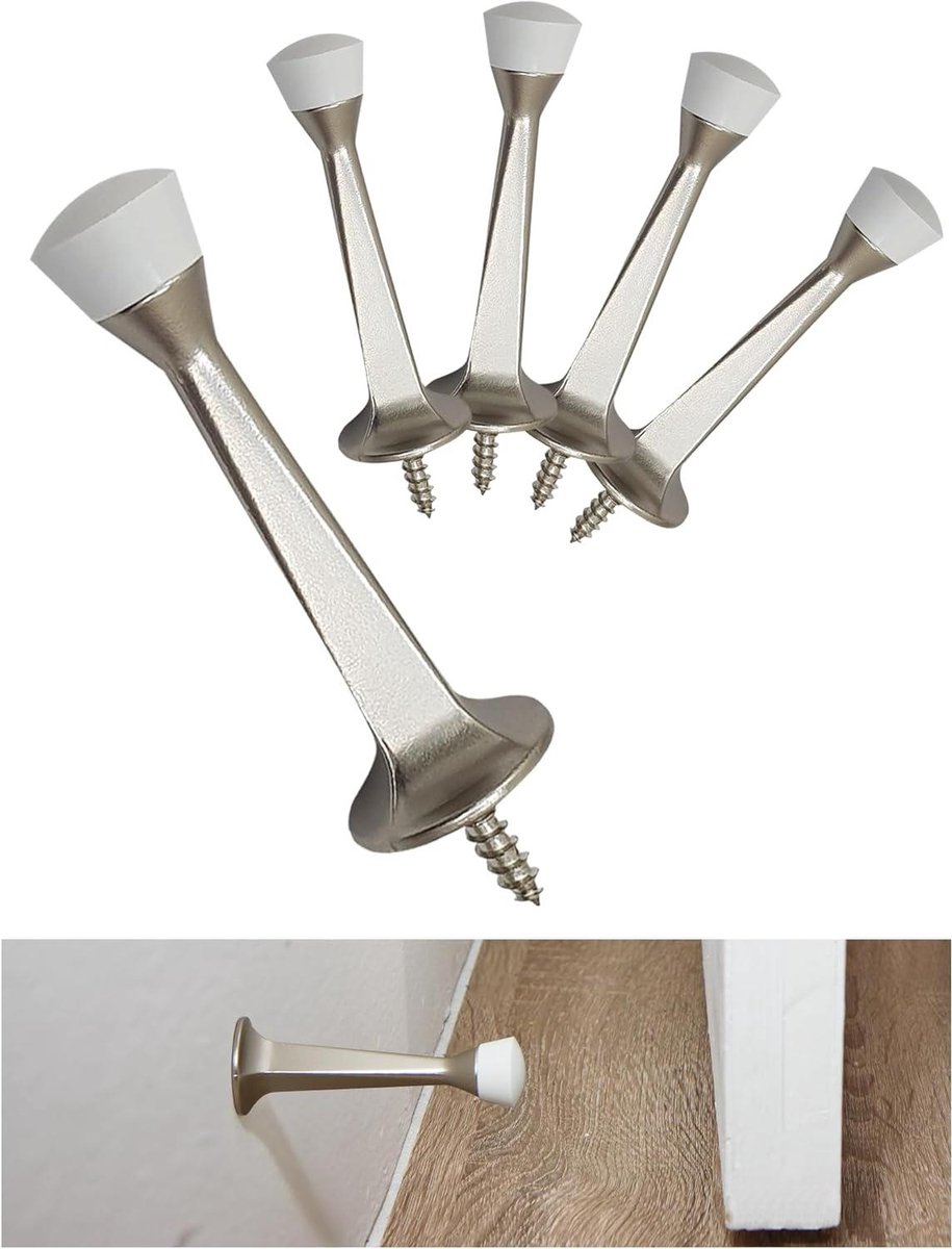 Deurstops - Deurhouders Deurvangers - Muren Beschermen - Gegoten Zinklegering - 76 cm - Zilver