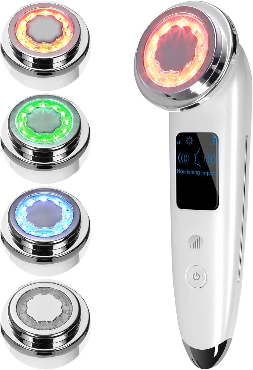 Elektrische gezichtsmassager voor facelift, 4-in-1 gezichtsmassager, anti-aging, huidverstrakking en huidverzorging (wit)