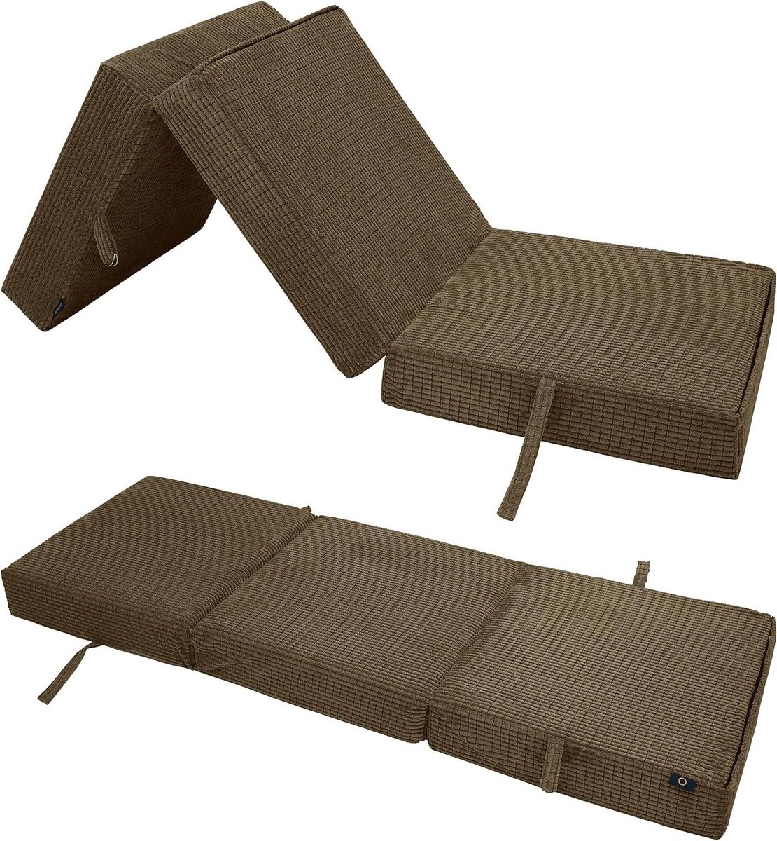Opvouwbare matras - Gastenbed - Logeren en reizen - 3-delig ontwerp - 198x66x14 cm - Mokka