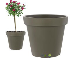 Grote bloempot - Sierpot plantenbak - Tuinieren bomen - Met transportwielen - 58 x 53 cm - Grijze steen