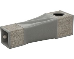 Kattentunnel, 2 kattenholletjes, kraboppervlakken en speelbal, 98 cm x 30 cm x 30 cm, bruin + grijs