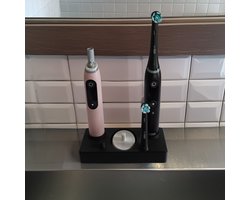 Tandenborstelhouder Oral-B iO 4 5 of 6 Zwart – Duo Organizer - Elektrische Tandenborstel Houder - Opzetstukjes Houder - Badkamer Organizer Koppels - Rubust Licht Compact & Stijlvol Design - Luxe Mat Zwart
