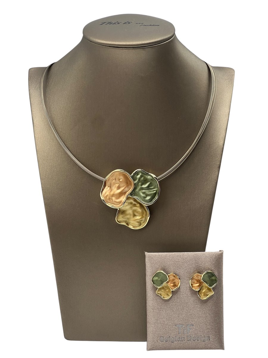 TIF - Sieraden - Sieradenset dames - Halsketting - Oorbellen - Brons - Verstelbaal 42-47 cm - Geschenkdoos