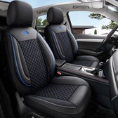 Autostoelhoezen voor Audi Q3 Sportback in pasvorm| Set van 2 stuks | Bestuurder + Passagiersstoel AIS Serie | AIS102 | Zwart met blauwe stiknaden