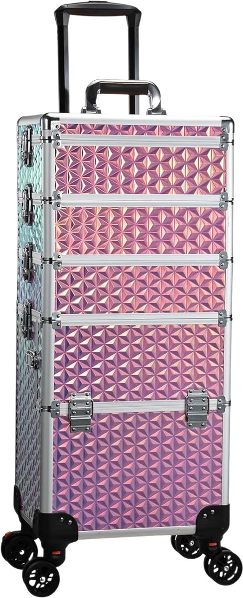Luxe Makeup Train Case op Wielen - Extra Groot 50 cm Cosmetica Organizer Trolley
