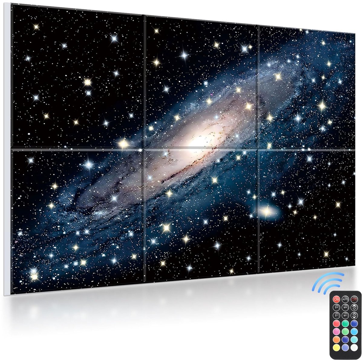 SnelShoppen - JBER Art Akoestische Panelen Set van 6 Zelfklevende Geluidsabsorberende Muurkunst voor Celdecoratie met Sterrenlicht Effect (Nebula-01,