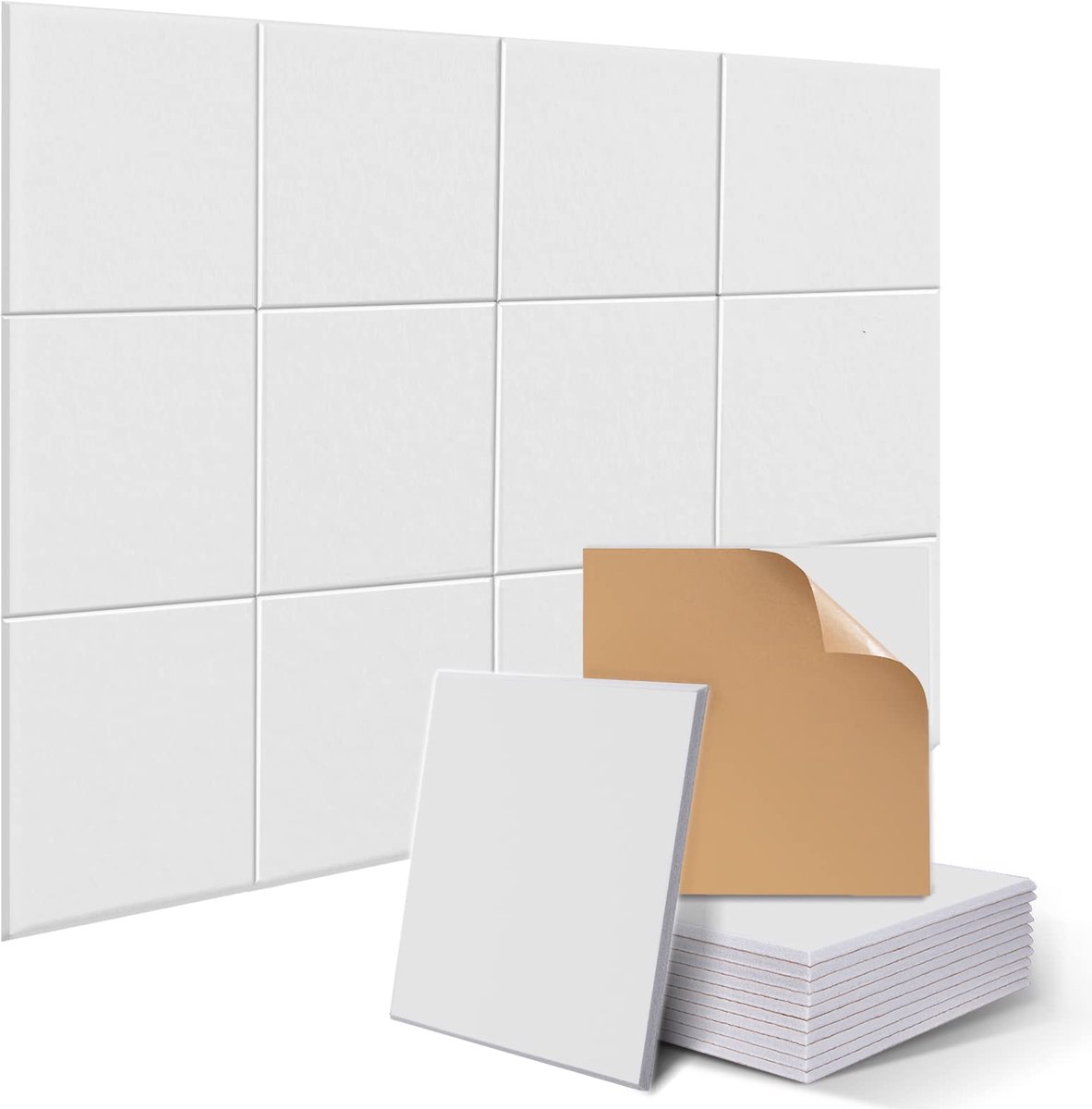SnelShoppen - Set van 12 vierkante akoestische absorptiepanelen 30 x 30 x 1 cm - Zelfklevend geluidsisolatiepaneel voor studio's, thuis en op kantoor
