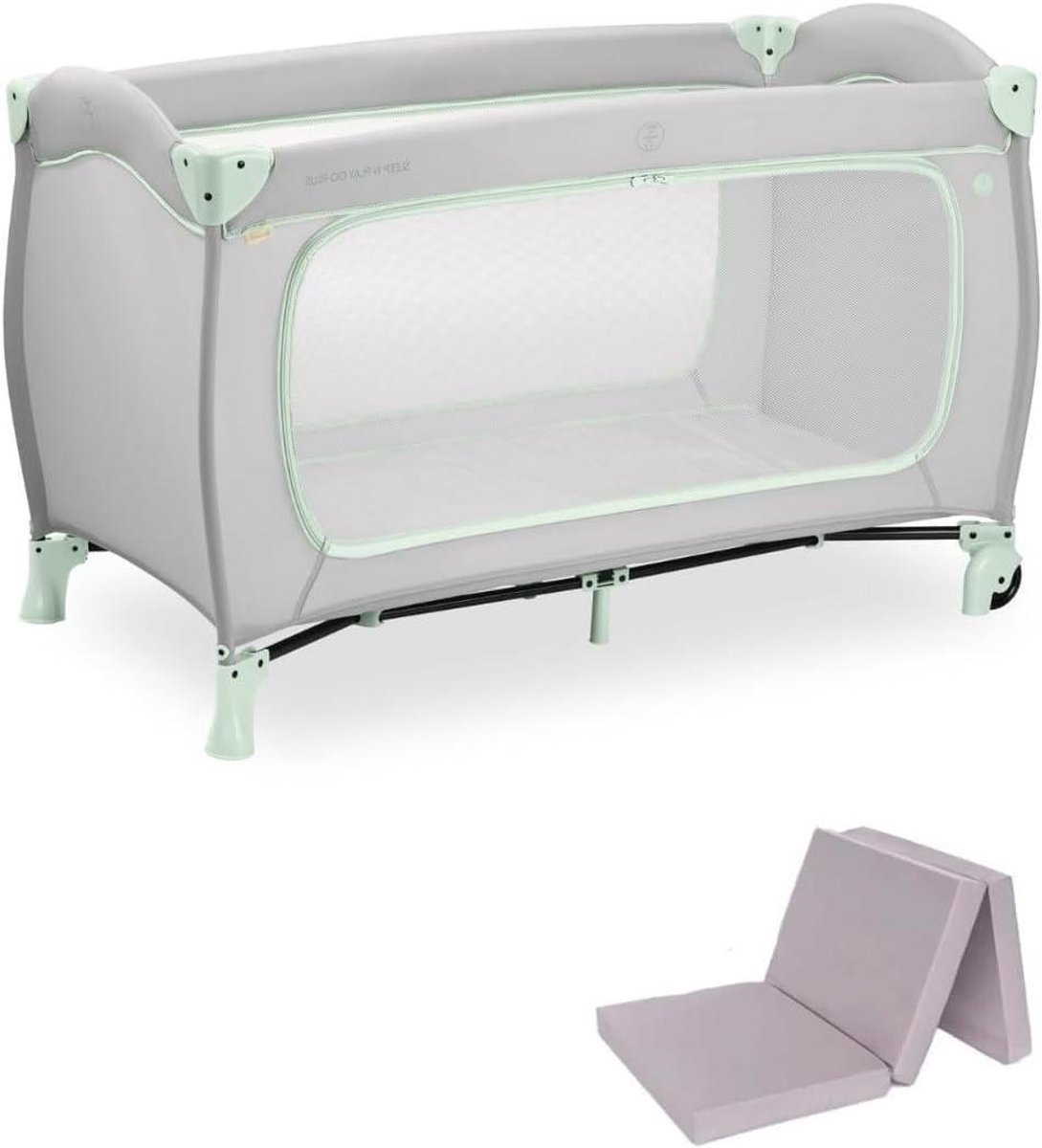 Kinderreisbed Set - Baby Tent - Veilig Slapen - XL Doorgang - 120x60 cm - Mint Groen
