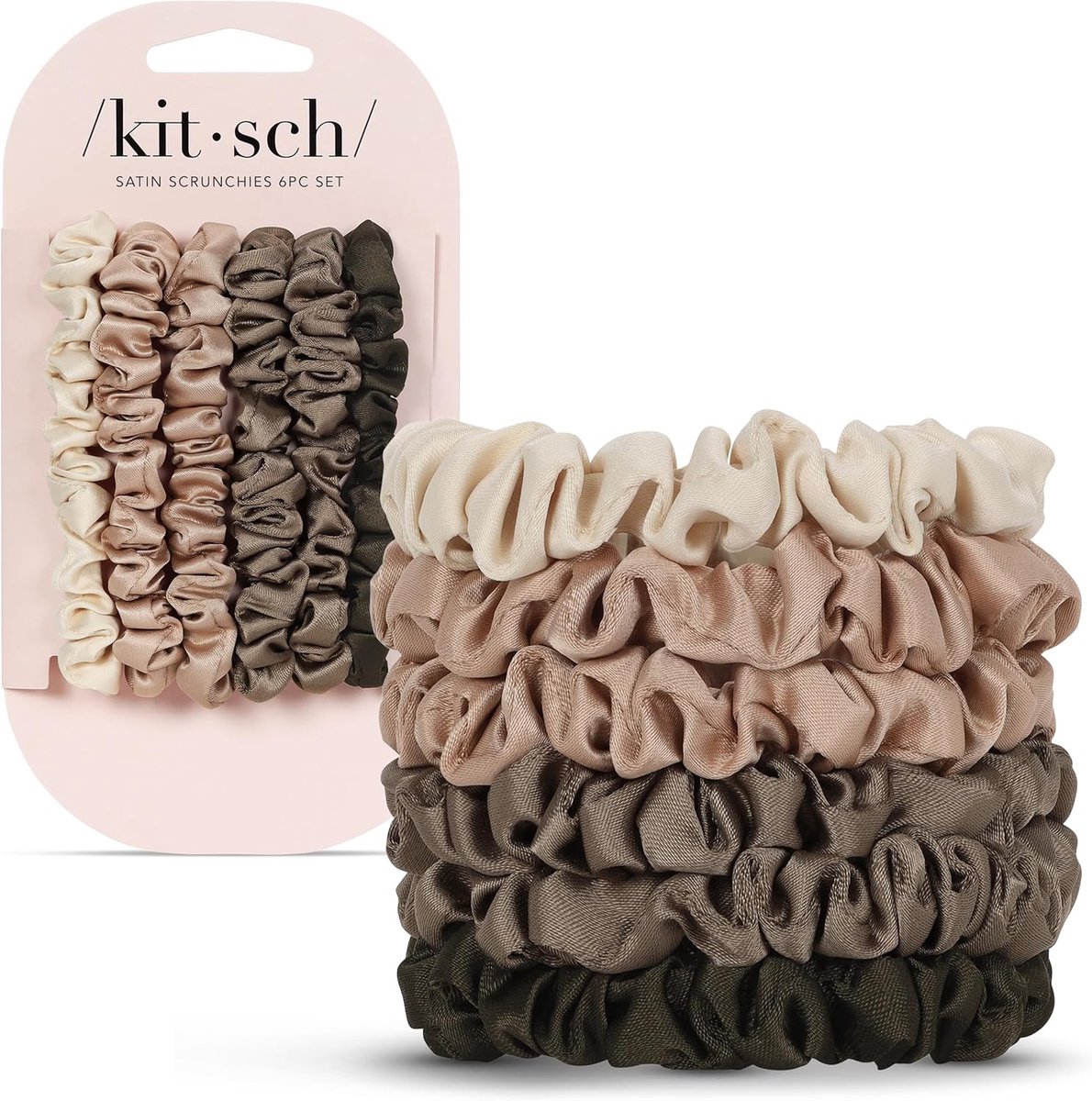 SnelShoppen - Ultra-Petite Satijnen haarelastiekjes voor dames, 6 stuks, geen knikken, pluiscontrole, zachter dan zijde, stijlvolle scrunchies voor al