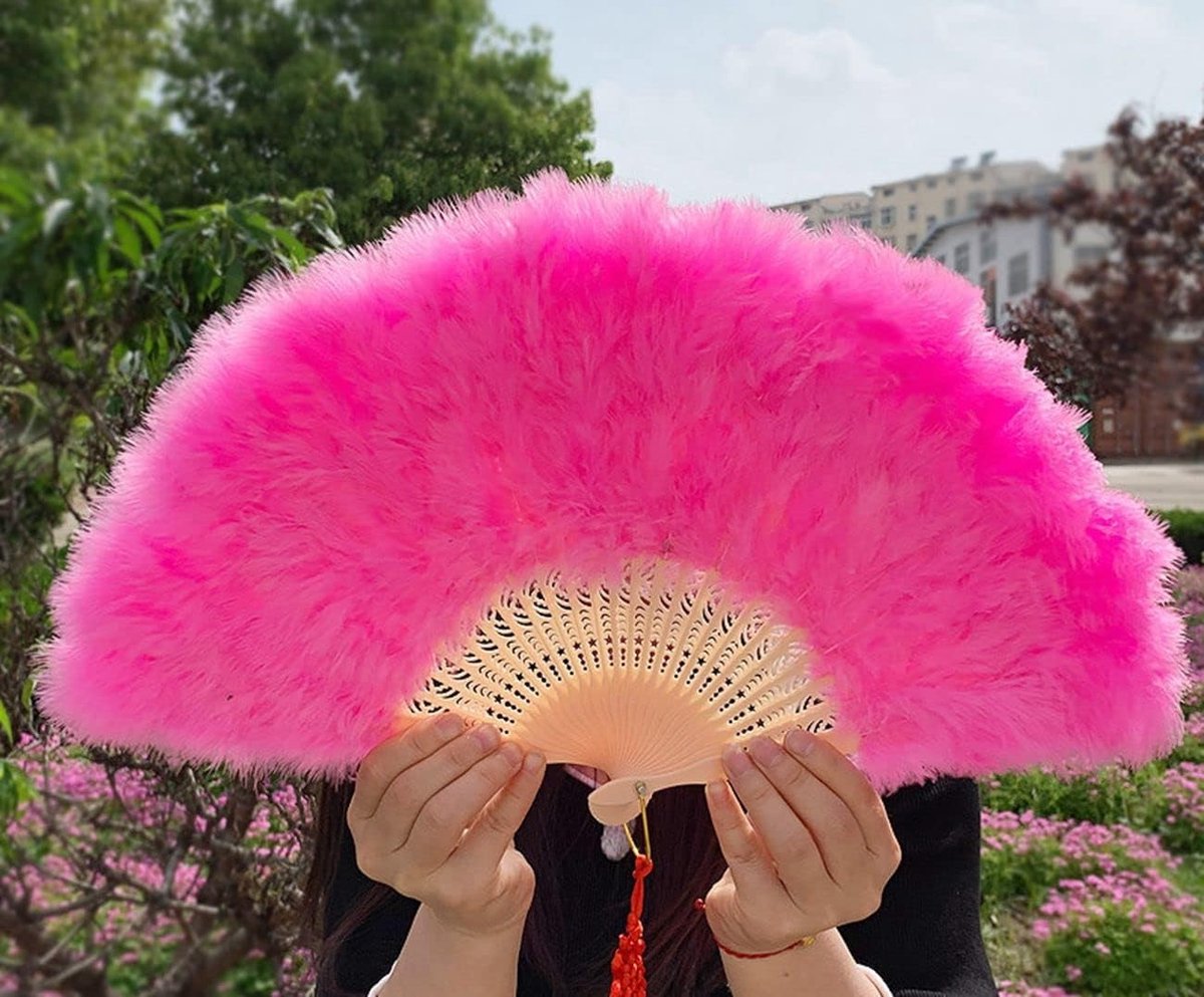 Vouwbare Handfan van Veren voor Bruiloften, Halloween en Feestjes - Retro Accessoire voor Kostuums en Buitenactiviteiten