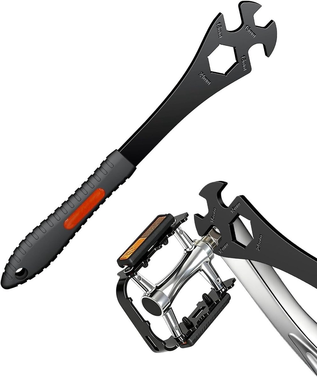 3 in 1 Fiets Pedalen Sleutel 15/16/24 mm, 320 mm Extra Lange Multifunctionele Sleutel voor Cranktrekker, Ondersteuning en Wielen, Ideaal voor Fietsreparatie en Onderhoud