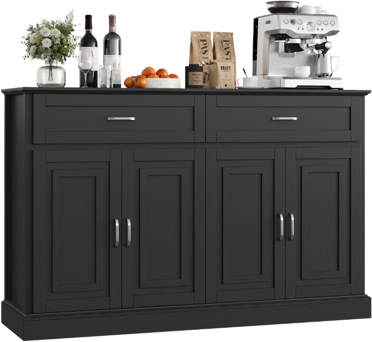 Dressoir – Voor Woonkamer & Keuken – Opbergkast met 2 Lades en 4 Deuren – Houtlook 140 cm