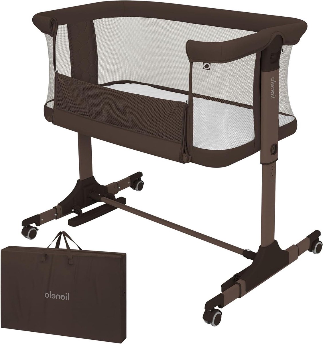 Babybed 3-in-1 - Aanschuifbed wieg - Veilig slapen - 6 Hoogtestanden - 84 x 48 cm - Bruin