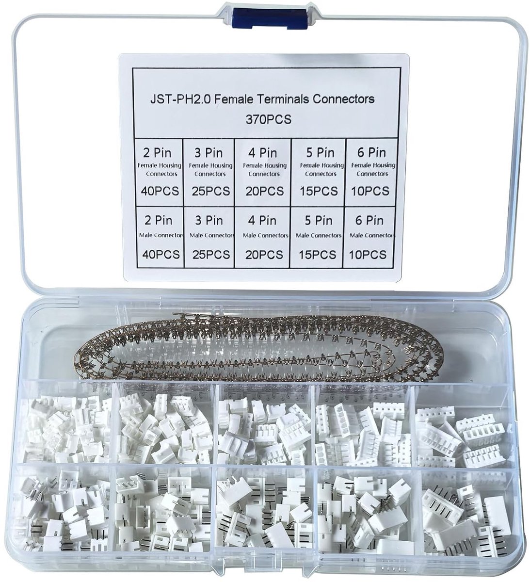 590-delige JST Plug Kit met 2mm JST-PH 2/3/4/5/6 Pin Male en Female Connectoren voor Servo en RC Vliegtuigen, Crimp en Adapter Set