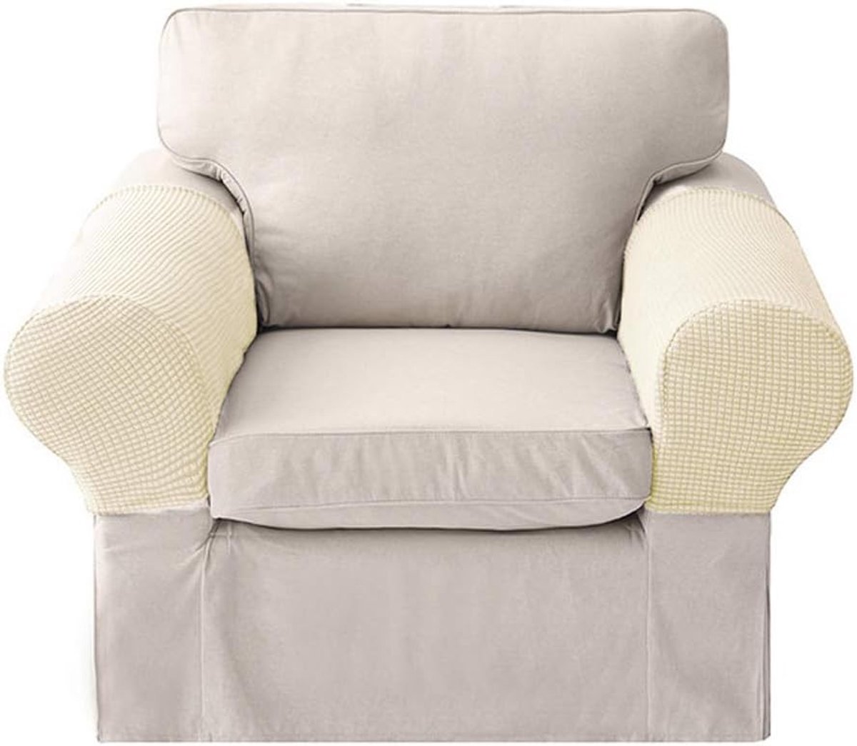 1 Paar Elastische Sofa Arm Slipcovers - Verwijderbare Armleuningen Beschermhoezen voor Stoelen (Beige) - Meubilair Bescherming en Stijl