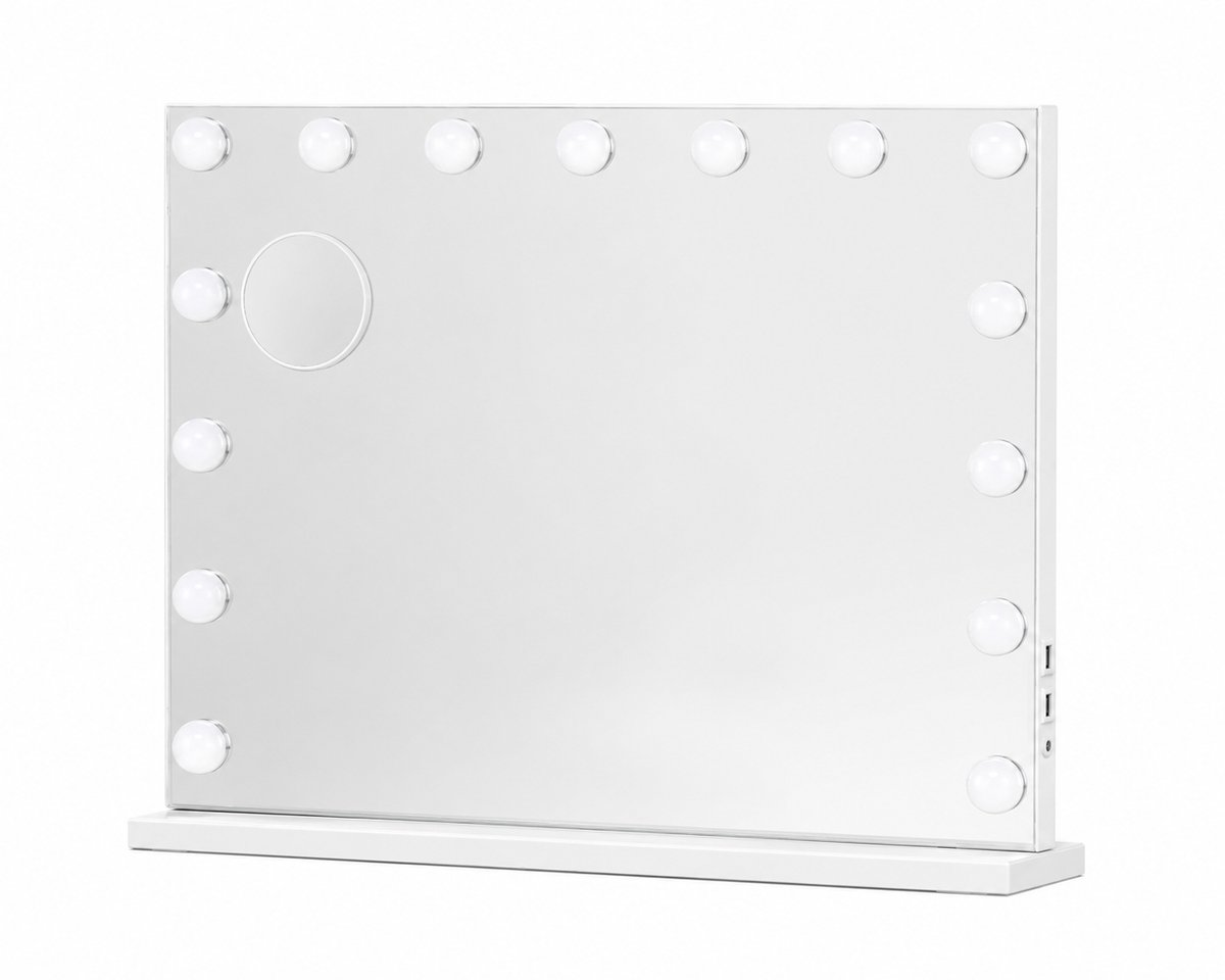 AALVERO - Make-up spiegel - Opmaak spiegel - Hollywood spiegel - Badkamer spiegel - Met verlichting - Gehard glas - Bluetooth