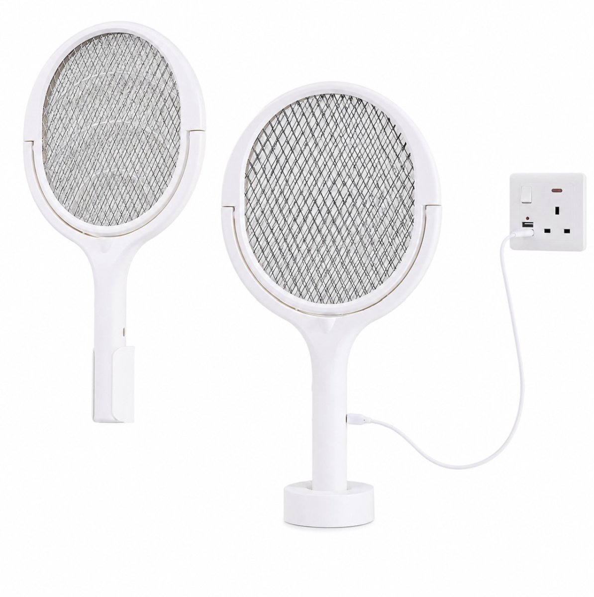 BSS® Elektrische Vliegenmepper – Telescopisch en Roterend – Oplaadbaar – USB-C – Verlengbare Steel – Elektrische Insectendoder