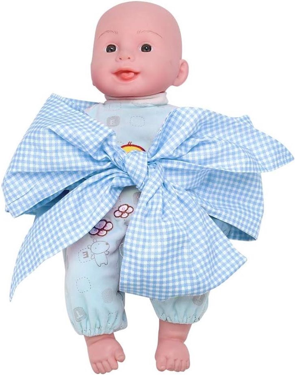 Katoenen Swaddle Wrap - Babywikkel Doek - Pasgeboren Fotografie - Grote Strik Decoratie - 184 cm Lengte - Blauw