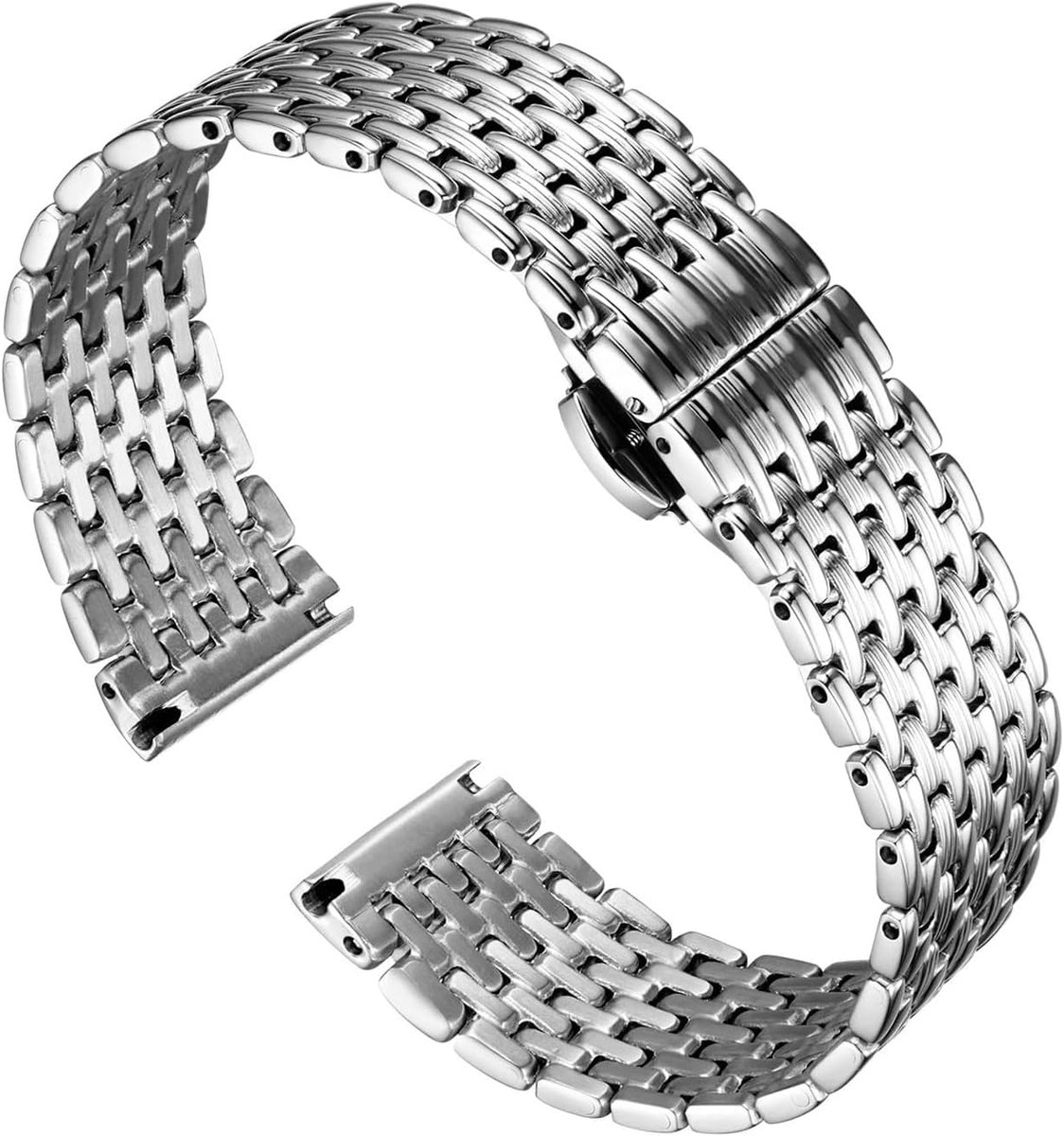 Ultra Dun Mesh Roestvrijstalen Horlogebandjes Lichtgewicht Metalen Horlogeband Gepolijste Vervanging Horlogebanden 12mm/14mm/16mm/18mm/20mm/22mm voor Heren en Dames