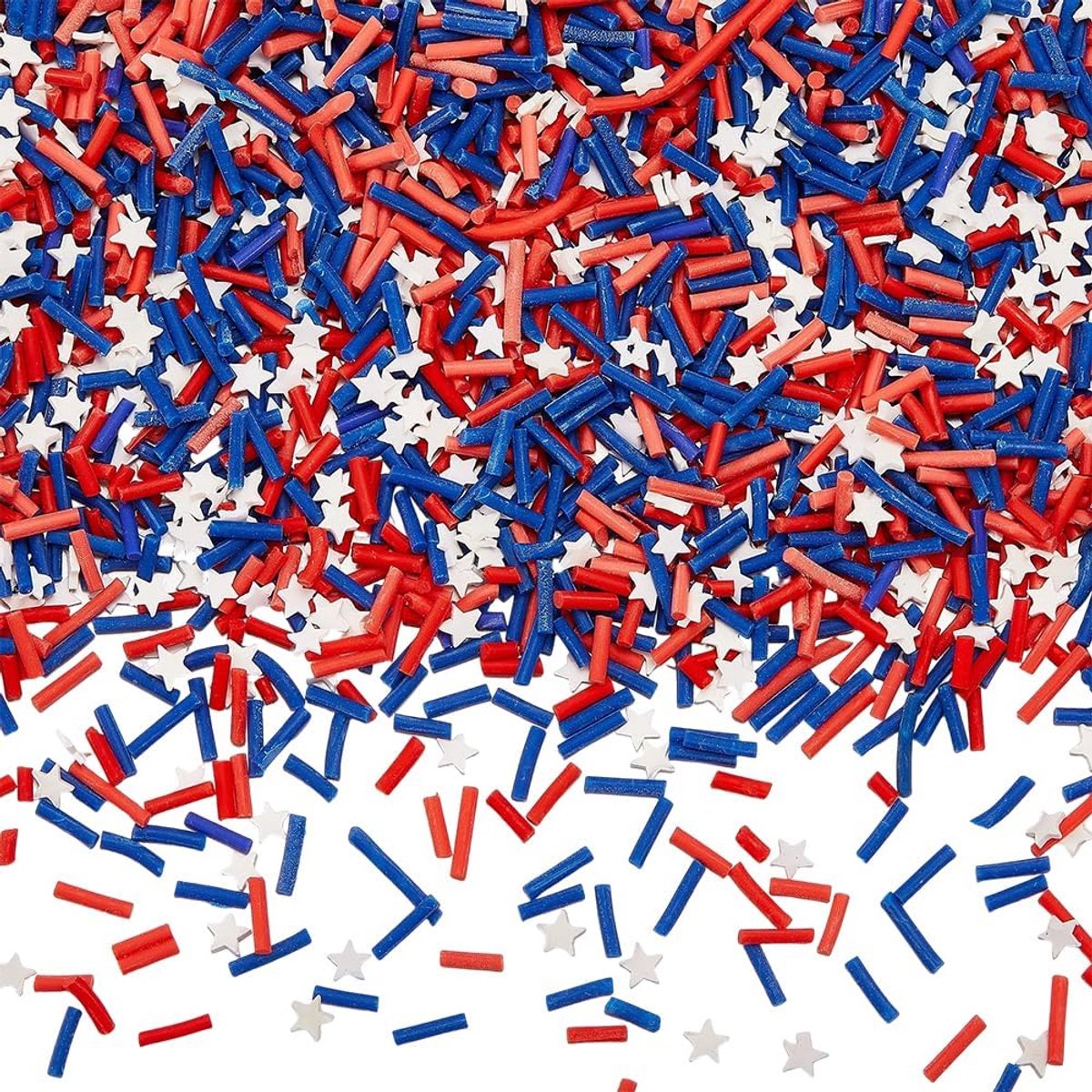Over 100G Patriottische Sprinkles Bulk Niet Eetbare Taart Sprinkles Polymeerklei Wit Rood Blauw Sterbuis Onafhankelijkheid Kleine Nep Cabochon Vuller Voor Nail Art Taart Telefoonhoes Scrapbo