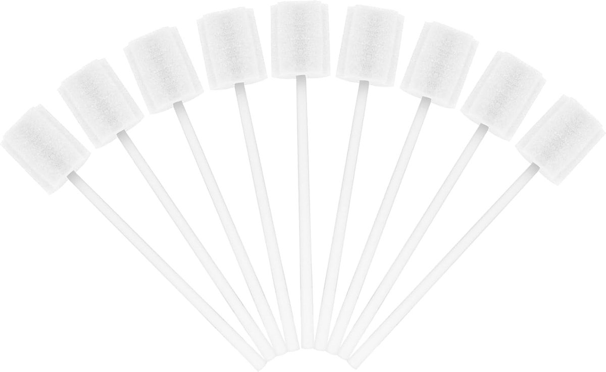 Wegwerp mondverzorgingsspons, 100 stuks, draagbare mondspons, wegwerp, mondverzorgingsstaafjes voor reiniging van tandheelkundige klinieken (wit)