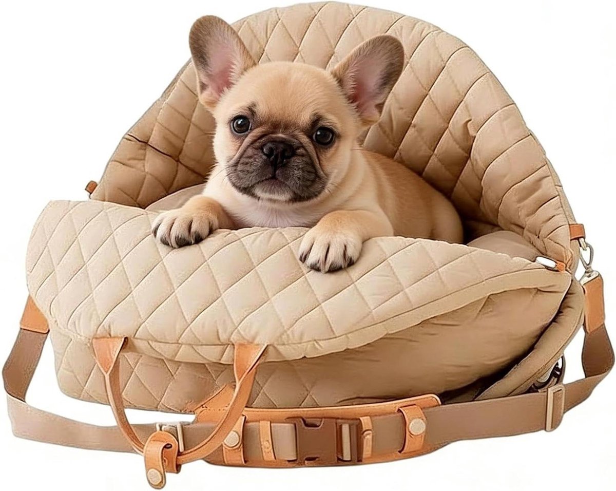Honden Autostoel Verhoger - Reismand Huisdier - Veilig Vervoer - Drukverlichtend Kussen - 40 x 30 x 6 cm - Crèmekleurig