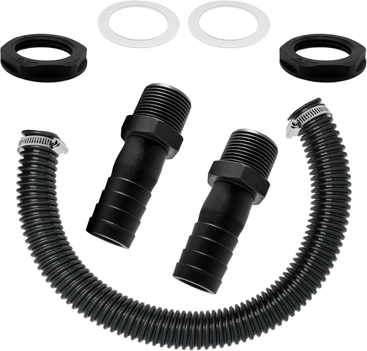 Regenton overloop slang set - 25 mm - 50 cm slang + 2 aansluitstukken - 1 stuk - voor regenton