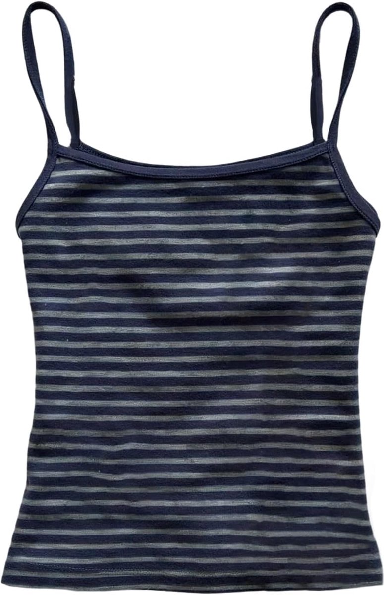 Y2k top camisole zomertops met gestreept patroon, mouwloos, spaghettibandjes, crop top, zomeroutfits