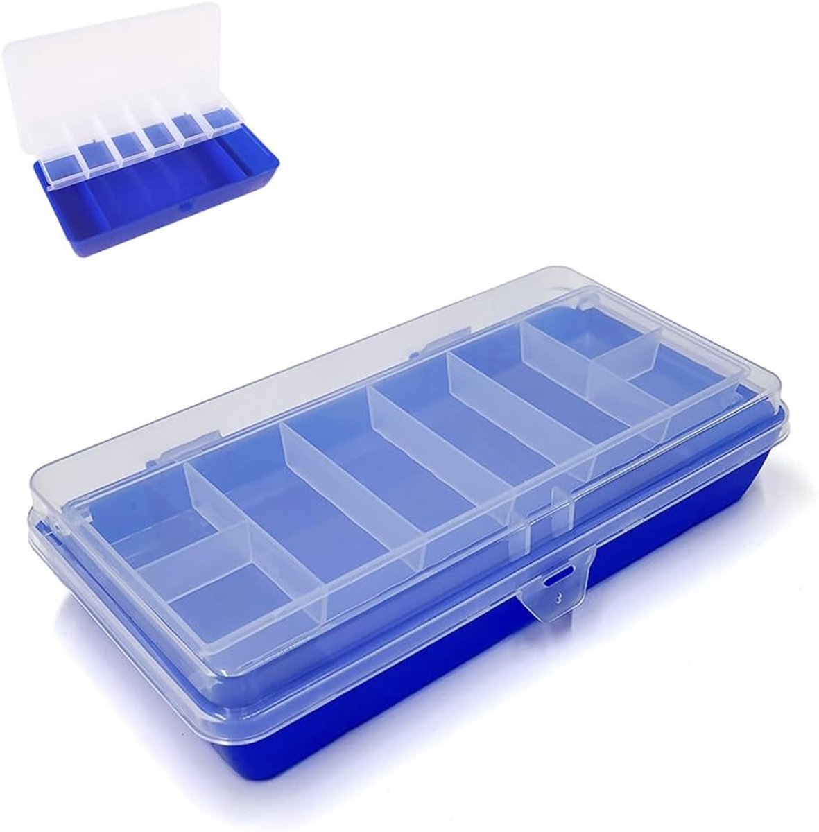 dubbellaags visbox, valbeveiliging van kunststof, anti-verlies, dubbelzijdige aasdoos, slijtvast, snelle opslag voor het vissen (blauw, 1 stuks)