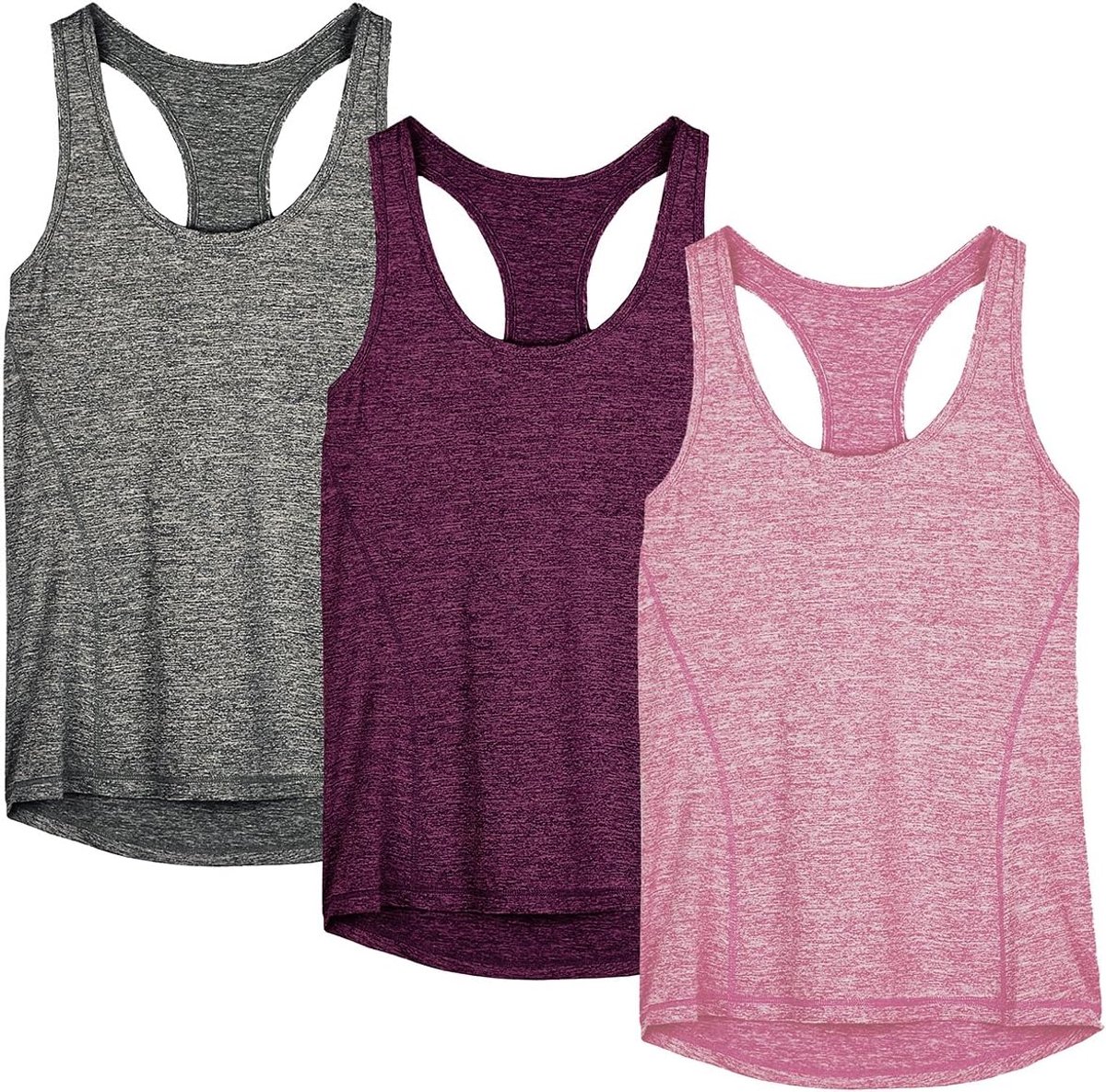 icyzone Dames Sporttop Racerback Fitness Yoga Tank Top Gym Mouwloze Shirt