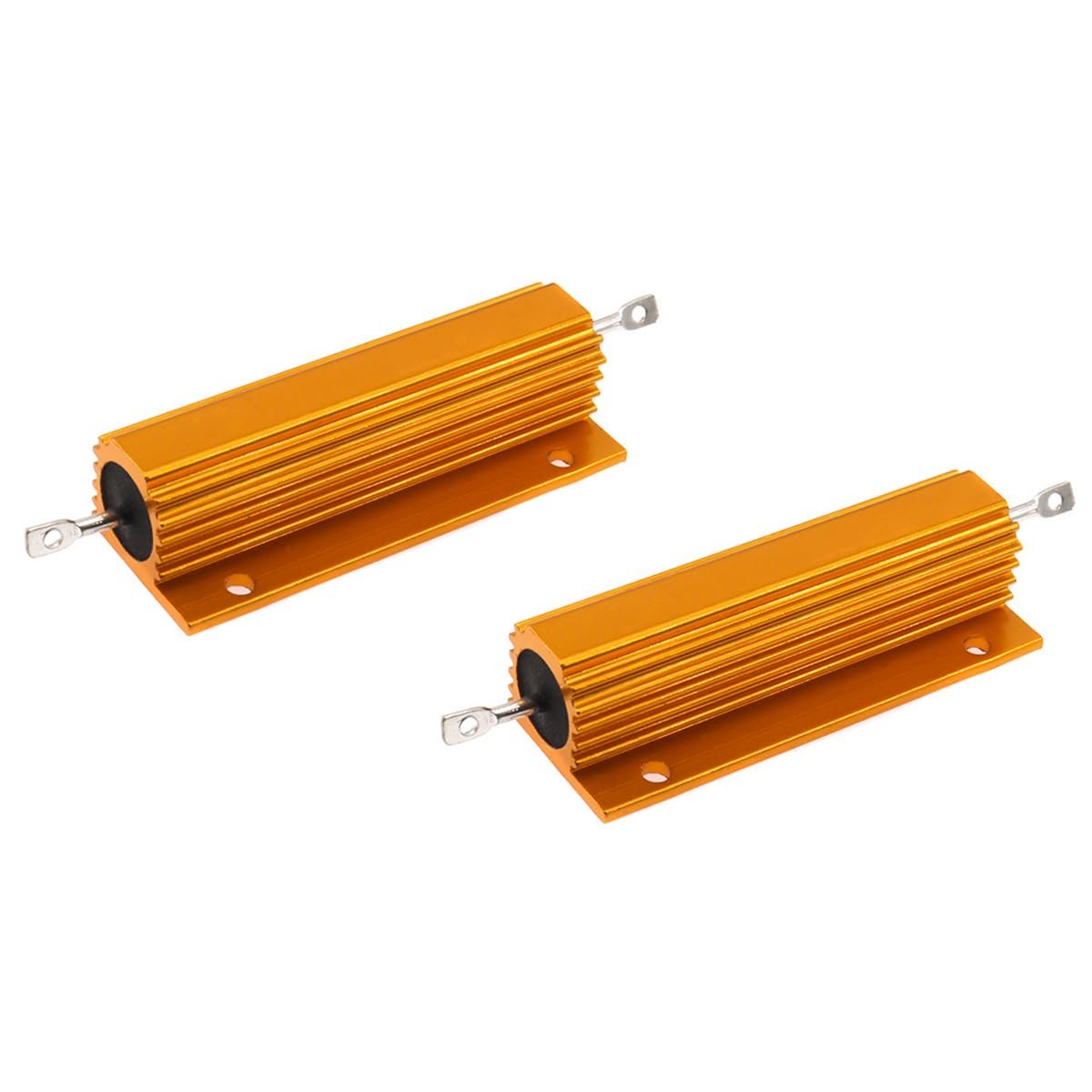 2 stuks FONGKNOX 100 W 5R weerstand met aluminium behuizing 5 ohm aluminium gouden behuizing draadweerstand belastingsweerstanden heatshink-behuizing reparatietest metalen weerstand