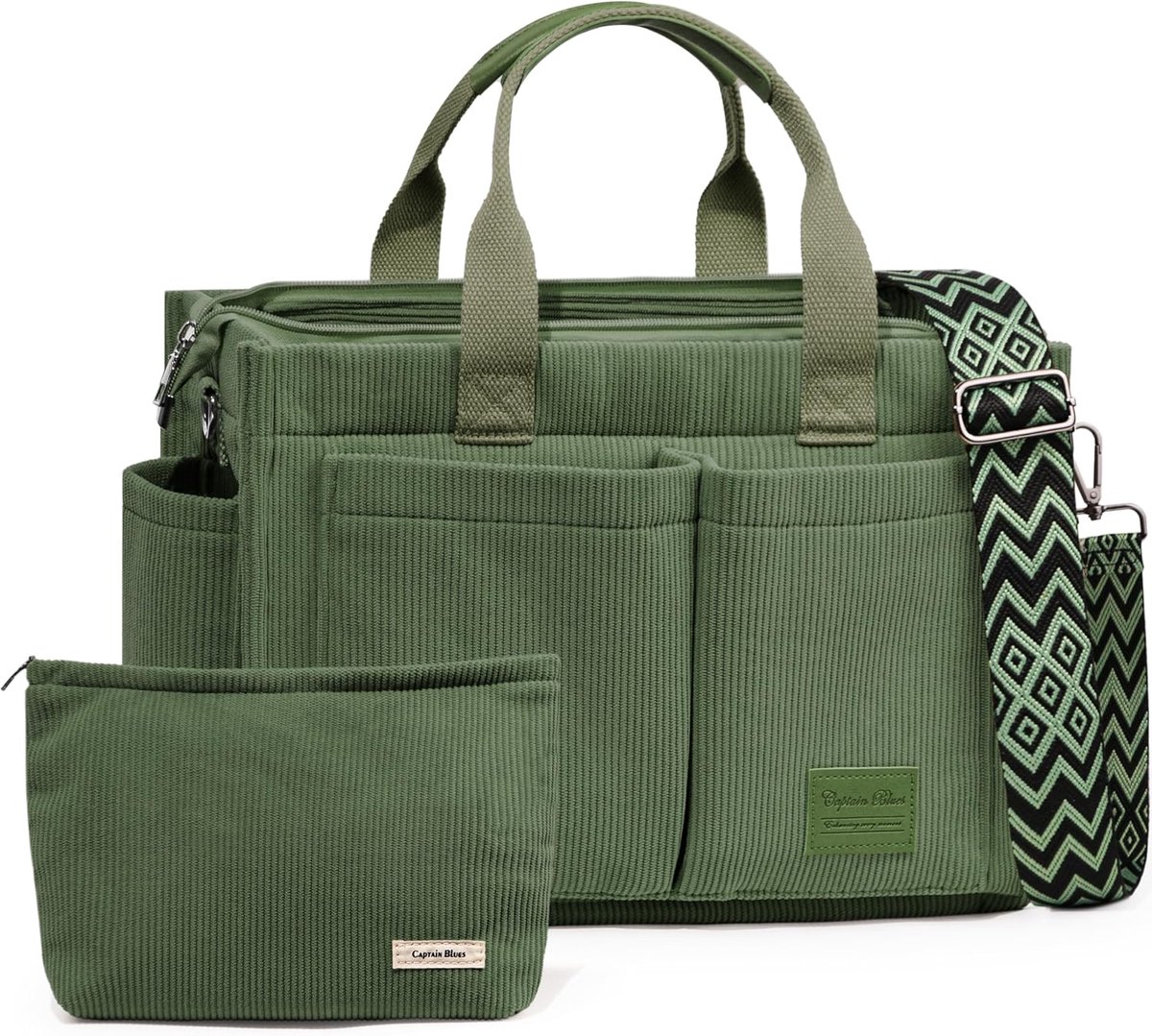 SnelShoppen - Grote Corduroy Tas voor Dames, Handtas, Shoppertas, Werktas, Schoudertas met Ritssluiting, Corduroy Tote Bag voor Universiteit en Dageli