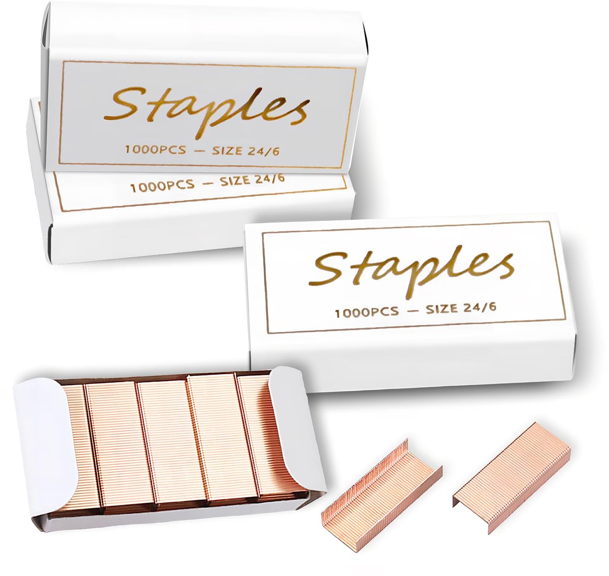 SnelShoppen - 4000 Stuks Gekleurde Roségouden Nietjes 24/6 - Perfect voor Kantoor, Creatief Gebruik en Feestdecoratie - 50 Stuks per Strip, 4 Dozen