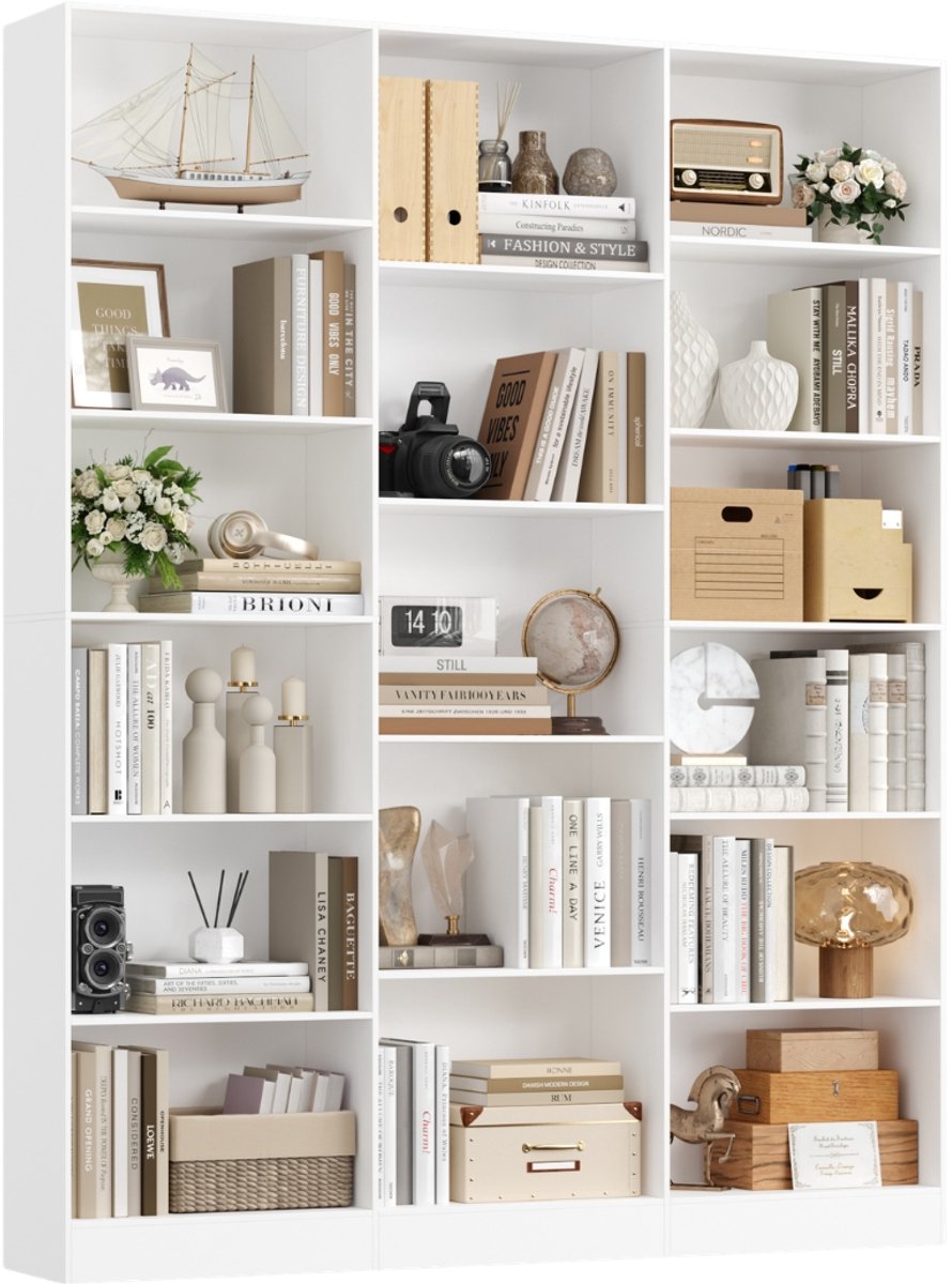 Getone Boekenkast – Voor Office & Woonkamer – 17 Vak Compartimenten, Open Stijl – 149x23,5x188cm
