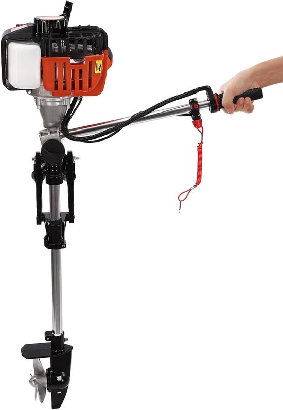 Buitenboordmotor 2-takt - Elektromotor Bootmotor - Varen Op Water - 360 Graden Rotatie - 25 pk - Zwart Oranje — afbeelding 4