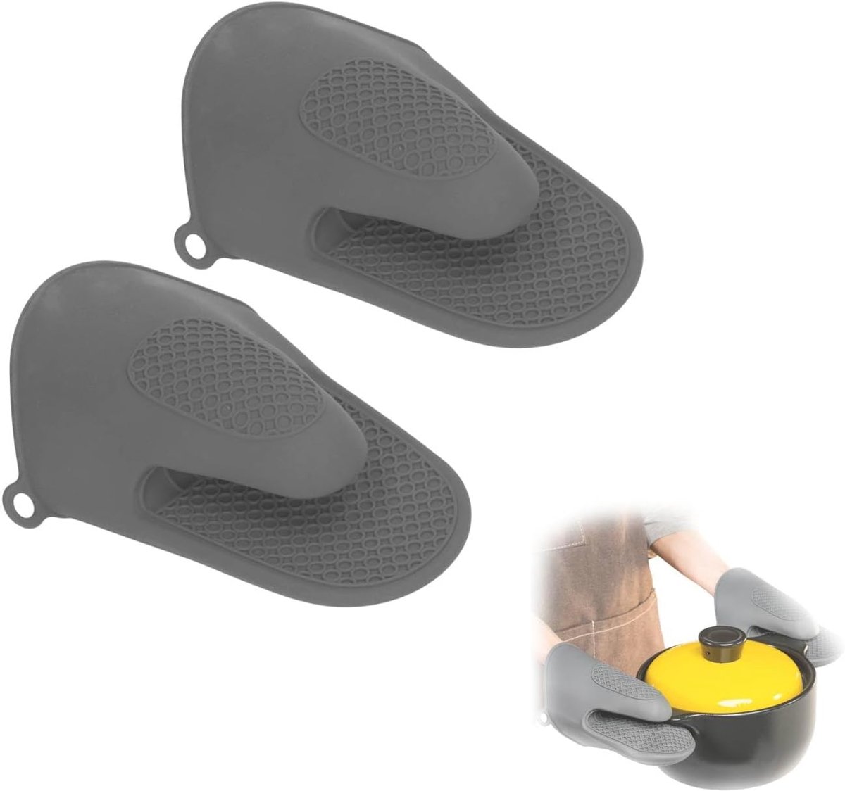 Ovenwanten, 2 Stuks Siliconen Ovenwanten Hittebestendig, Siliconen Pannenlappen voor Keuken, Koken Pinch Mitts(grijs)